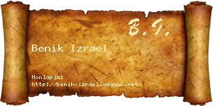 Benik Izrael névjegykártya